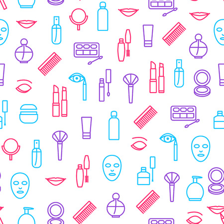 Beautiful Female Make Up Seamless Pattern Background. Vectorのイラスト素材