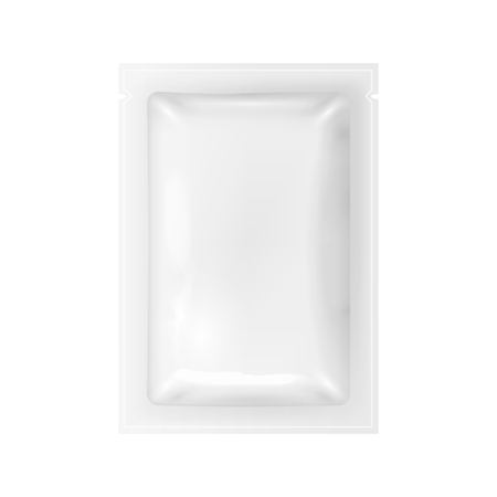 Realistic Detailed 3d White Disposable Foil Sachet. Vectorのイラスト素材