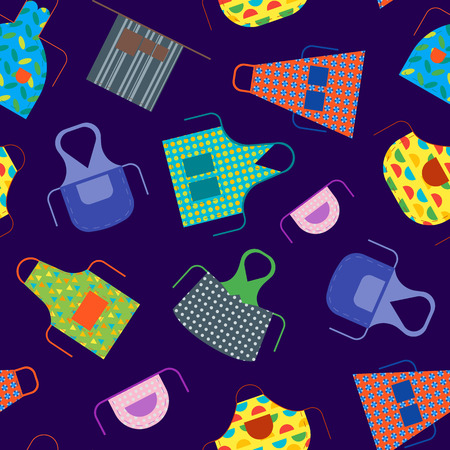 Cartoon Cooking Aprons Seamless Pattern Background . Vectorのイラスト素材