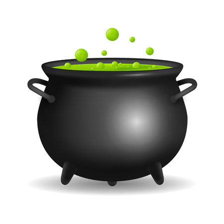 Realistic Detailed 3d Witch Cauldron. Vectorのイラスト素材