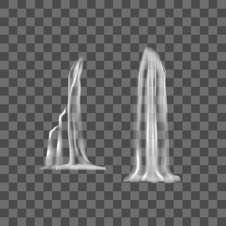 Realistic Detailed 3d Waterfall Elements Set. Vectorのイラスト素材