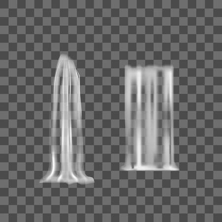 Realistic Detailed 3d Waterfall Elements Set. Vectorのイラスト素材