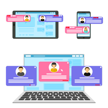 Cartoon Customer Review Page Concept Set. Vectorのイラスト素材