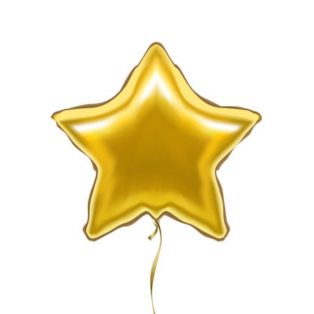 Realistic Detailed 3d Golden Star Balloon. Vectorの写真素材