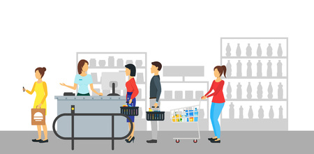 Cartoon Store Counter Desk Banner Card Poster. Vectorのイラスト素材