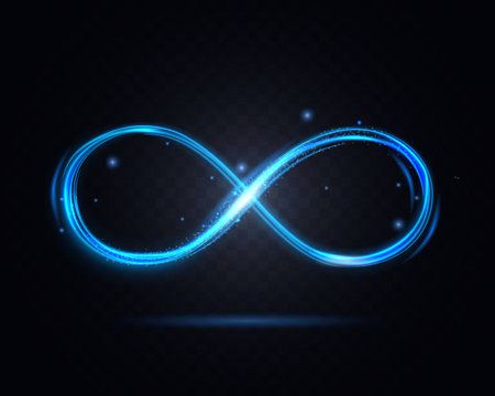 Shiny Infinity Symbol on a Dark Transparent Background. Vectorのイラスト素材