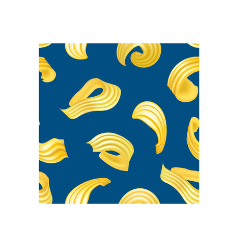 Realistic Detailed 3d Different Types Butter Curls Seamless Pattern Background. Vectorのイラスト素材