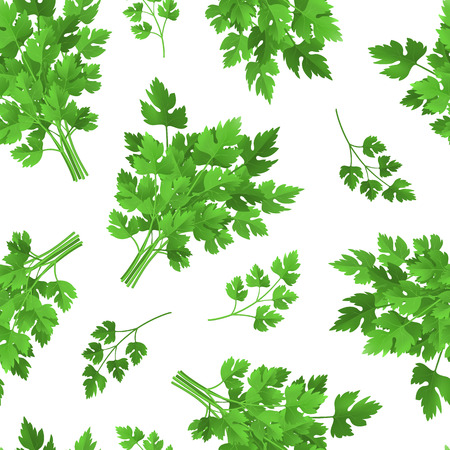 Realistic Detailed 3d Green Raw Parsley Seamless Pattern Background. Vectorのイラスト素材