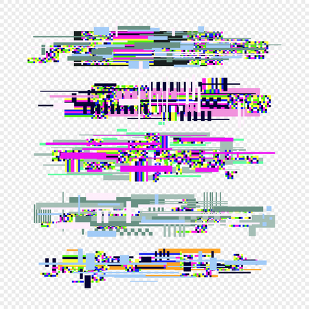 Glitch Effect Style Elements Set. Vectorのイラスト素材