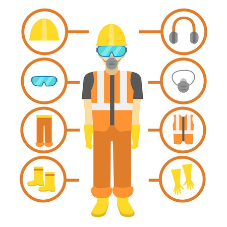 Cartoon Personal Protective Equipment Card Poster. Vectorのイラスト素材