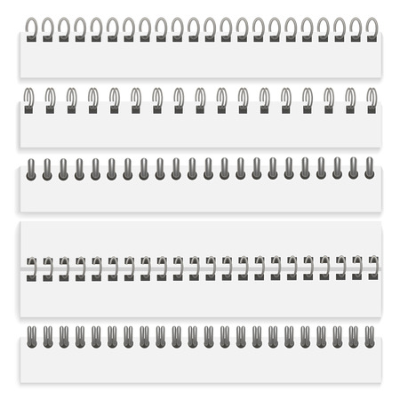 Realistic Detailed 3d Iron Wired Spirals Set for Organizer, Diary, Document and Notepad Paper Pages. Vector illustration of Spiralのイラスト素材