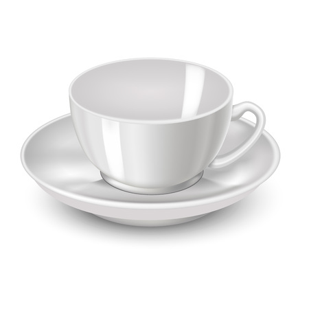Realistic Detailed 3d White Tea Cup Isolated on White Background for Menu Cafe. Vector illustrationのイラスト素材