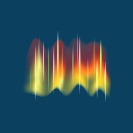 Realistic Detailed 3d Northern Aurora Lights on a Blue Sky Background. Vector illustration of Borealis Shiningのイラスト素材