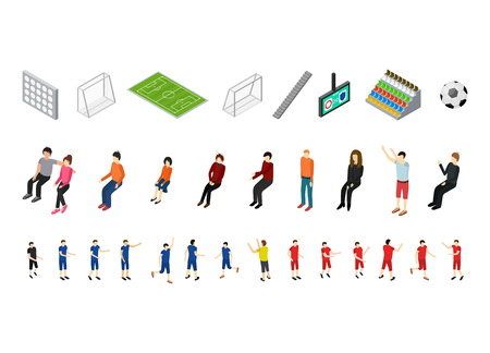 Soccer Icons Set Isometric View Sport Game Concept Symbol of Football Element for Web Design. Vector illustrationのイラスト素材
