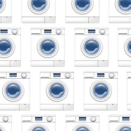 Realistic Detailed 3d Washing Machine Seamless Pattern Background. Vectorの写真素材