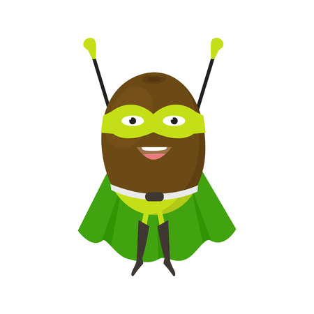 Cartoon Superhero Character Kiwi Flat Design.のイラスト素材