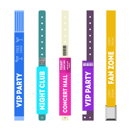 Cartoon Event Bracelet Template Set on a White. Vectorのイラスト素材