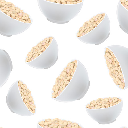 Realistic Detailed 3d Oatmeal Breakfast Seamless Pattern Background. Vectorの写真素材