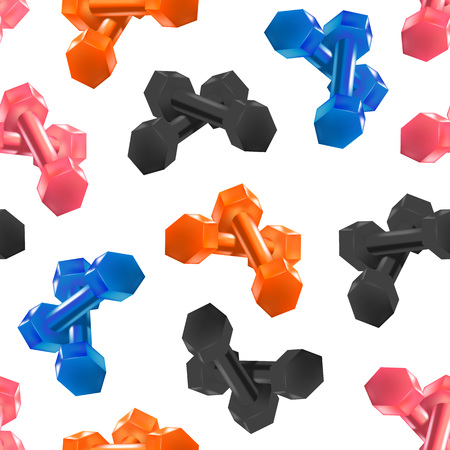 Realistic Detailed 3d Dumbells Seamless Pattern Background. Vectorの写真素材
