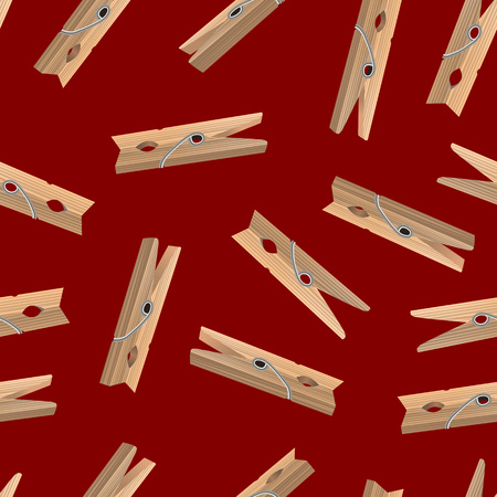 Realistic Detailed 3d Wooden Clothespins Seamless Pattern Background. Vectorの写真素材