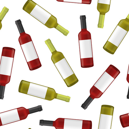 Realistic Detailed 3d Wine Bottles Seamless Pattern Background. Vectorの写真素材