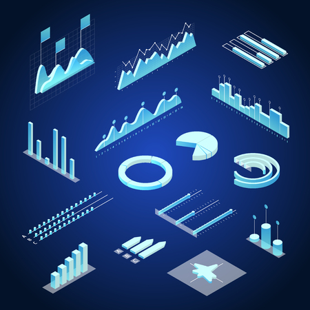 Data Financial Graphs Concept 3d Isometric View. Vectorの写真素材