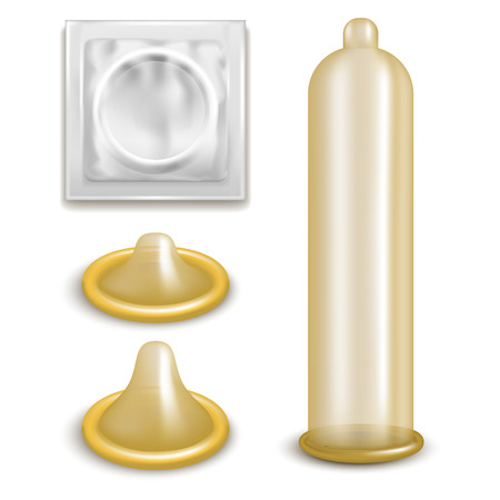 Realistic 3d Detailed Latex Condom Set. Vectorのイラスト素材