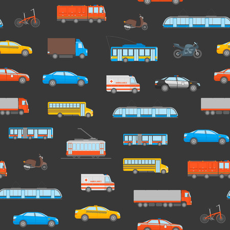 Cartoon Urban Transport Seamless Pattern Background. Vectorの写真素材