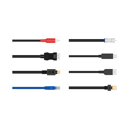 Realistic Detailed 3d Network Data Cable Connectors Set Closeup View Equipment Isolated on White...
