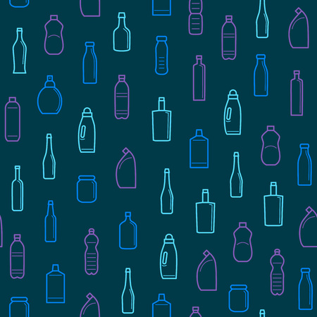 Bottles for Liquid Signs Thin Line Seamless Pattern Background. Vectorの写真素材