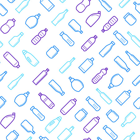 Bottles for Liquid Signs Thin Line Seamless Pattern Background. Vectorの写真素材