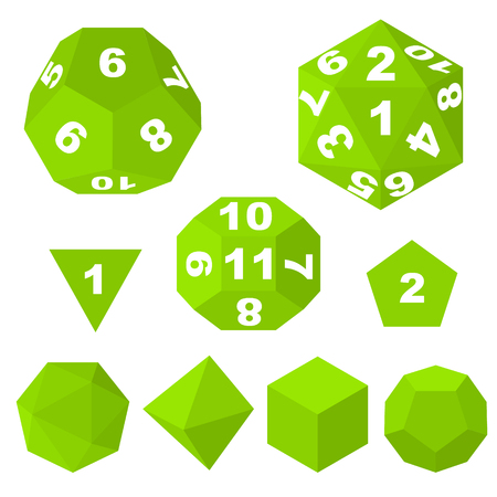Green Polyhedron Dice with Numbers and Empty. Vectorのイラスト素材
