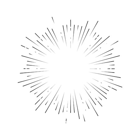 Retro Sunburst Sign Black Thin Line. Vectorのイラスト素材