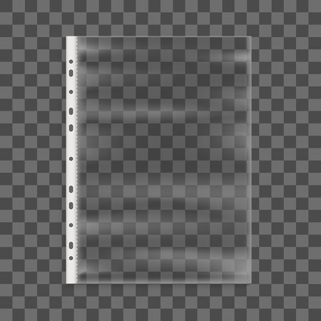 Realistic Detailed 3d Cellophane Business File Transparent Plastic Pocket for Document on a Background. Vector illustrationのイラスト素材
