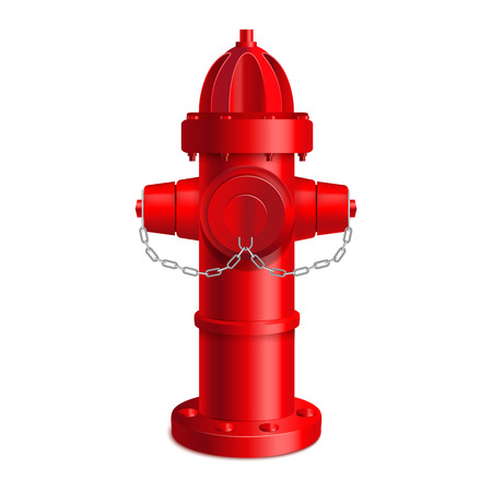 Realistic 3d Detailed Red Fire Hydrant Outdoor Equipment Firefighter Department Service . Vector illustration of Prevention Emergency Conceptのイラスト素材