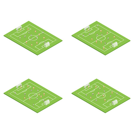 Football Stadium Soccer Set Concept 3d Isometric View. Vector illustration of Arena Sport for Championship and Tournamentのイラスト素材