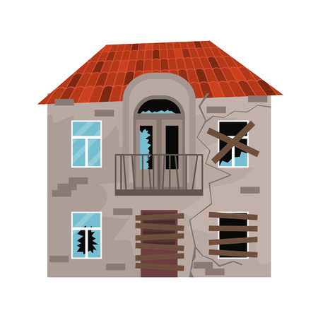 Cartoon Color Old House on a White. Vectorのイラスト素材