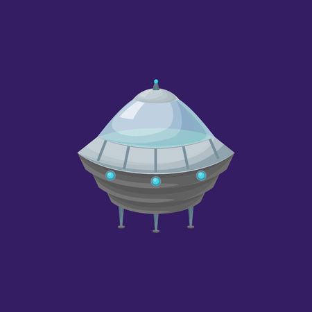 Cartoon Alien Spaceship or Ufo Ship Science Technology Travel Cosmic Concept Element Flat Design Style. Vector illustration of Toyのイラスト素材