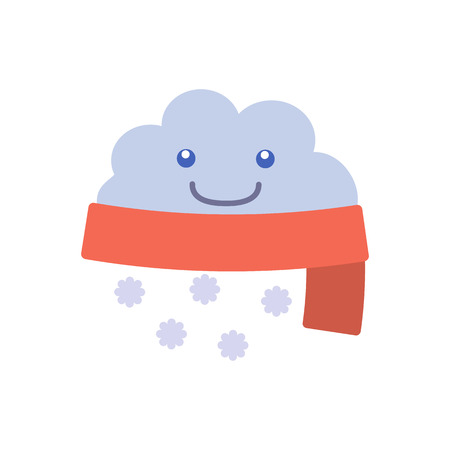 Cartoon Character Weather Forecast Sign Snow Cloud. Flat Design Style. Vector illustrationのイラスト素材
