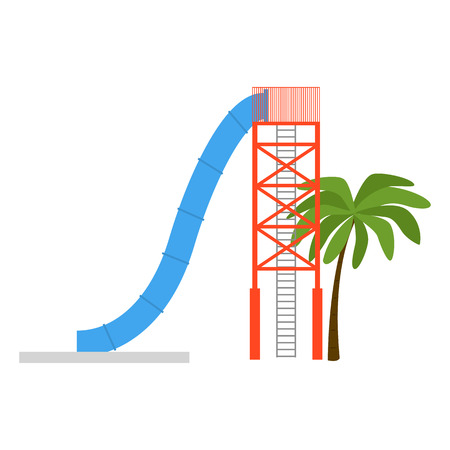 Cartoon Aquapark Playground Element for Child Summer Fun Amusement Concept Flat Design Style. Vector illustration of Outdoor Aqua Recreationのイラスト素材