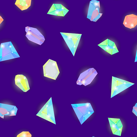 Realistic Detailed 3d Color Crystal Stone Seamless Pattern Background. Vectorのイラスト素材