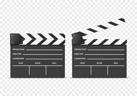 Realistic 3d Detailed Clapper Boards Set. Vectorのイラスト素材