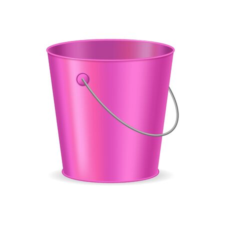 Realistic Detailed 3d Purple Bucket and Handle. Vectorのイラスト素材