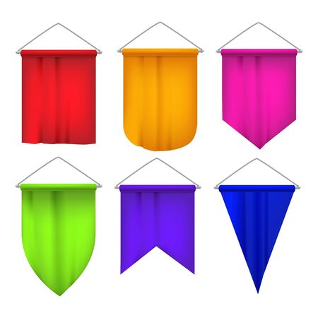 Realistic Detailed 3d Sport Pennants Flags Set. Vectorのイラスト素材
