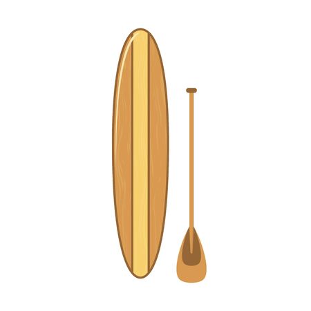 Surfboard with Wooden Texture Surfer Equipment. Vectorのイラスト素材
