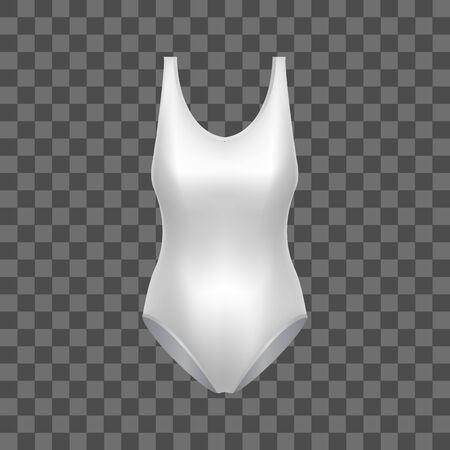 Realistic Detailed 3d White Blank Swimsuit Woman Template Mockup. Vectorのイラスト素材