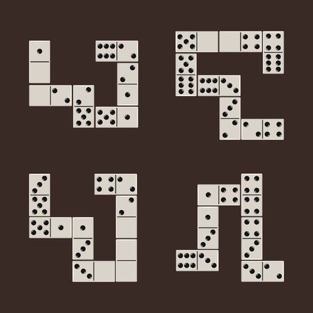 Realistic Detailed 3d Domino Bones Set. Vectorのイラスト素材