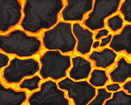 Realistic 3d Detailed Lava Texture Background Card. Vectorのイラスト素材