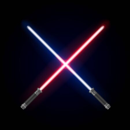 Realistic Detailed 3d Light Futuristic Swords Set. Vectorのイラスト素材