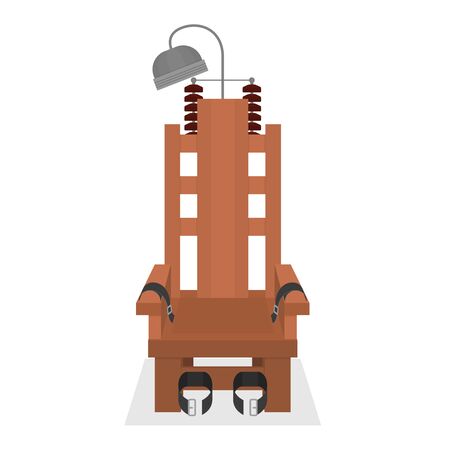 Cartoon Empty Brown Electric Chair Symbol of Capital Punishment. Vectorのイラスト素材